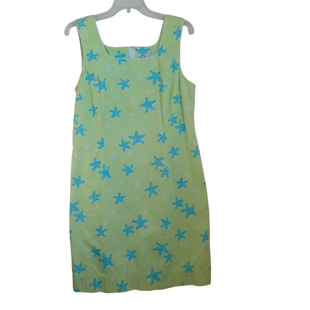 Lilly Pulitzer Women 14 Green Starfish Sand Dollar Print Cotton Shift Dress